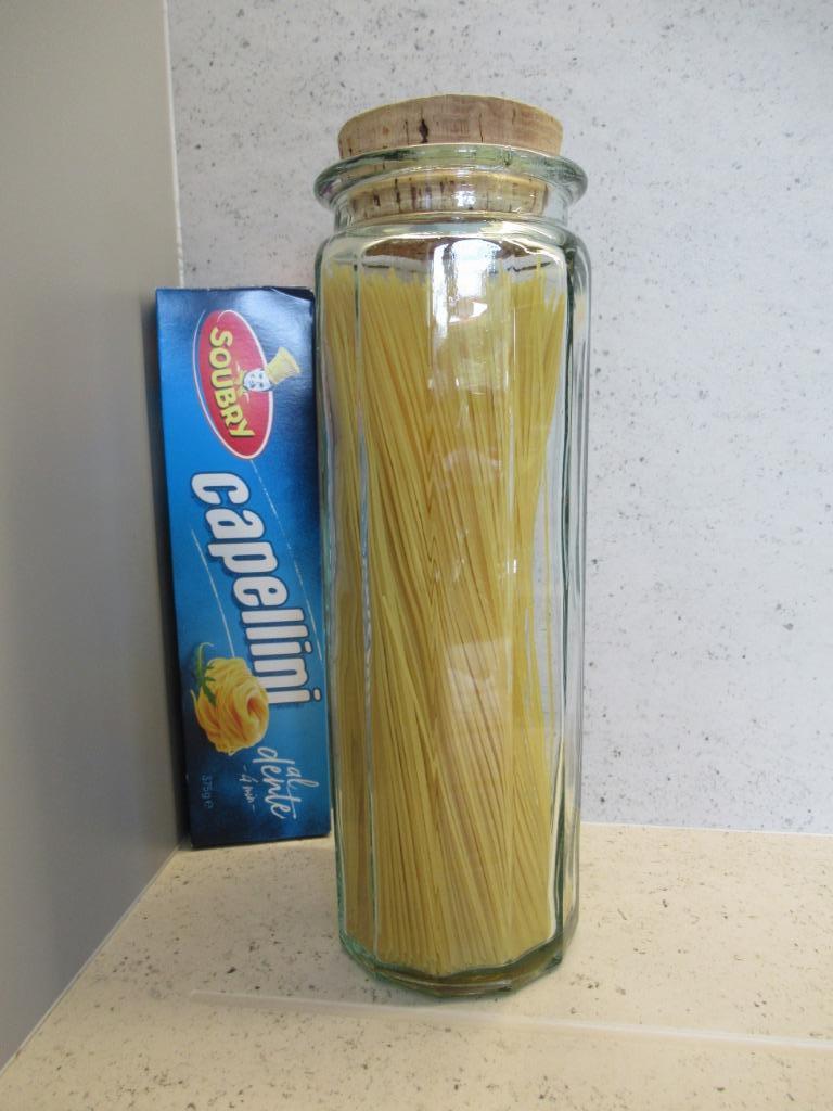 spaghettipot in glas-jaren 70-met kurk-VINTAGE, Ophalen of Verzenden, Zo goed als nieuw, Glas