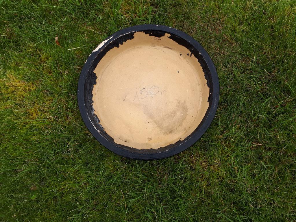 Aarden onderschaal voor bloempot, hoogte 5 cm, diameter 34cm, Tuin en Terras, Ophalen of Verzenden, Gebruikt