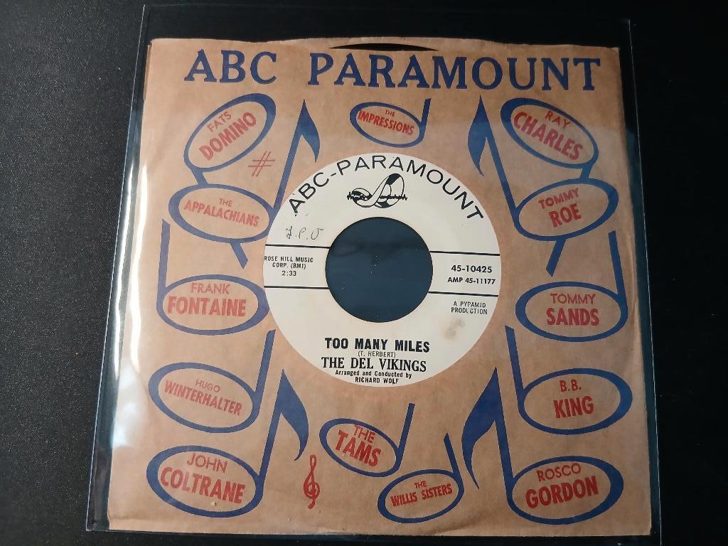 The Del Vikings ‎– Too Many Miles " Popcorn Northern Soul ", 7 inch, Single, Ophalen of Verzenden, Zo goed als nieuw