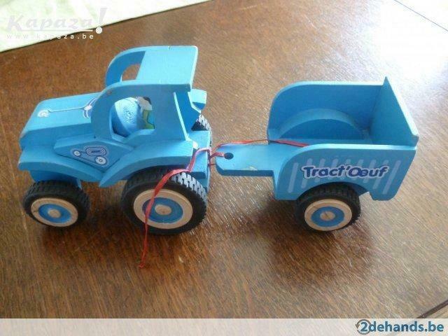 Houten tractor, Ophalen of Verzenden, Gebruikt, Duw- of Trekspeelgoed