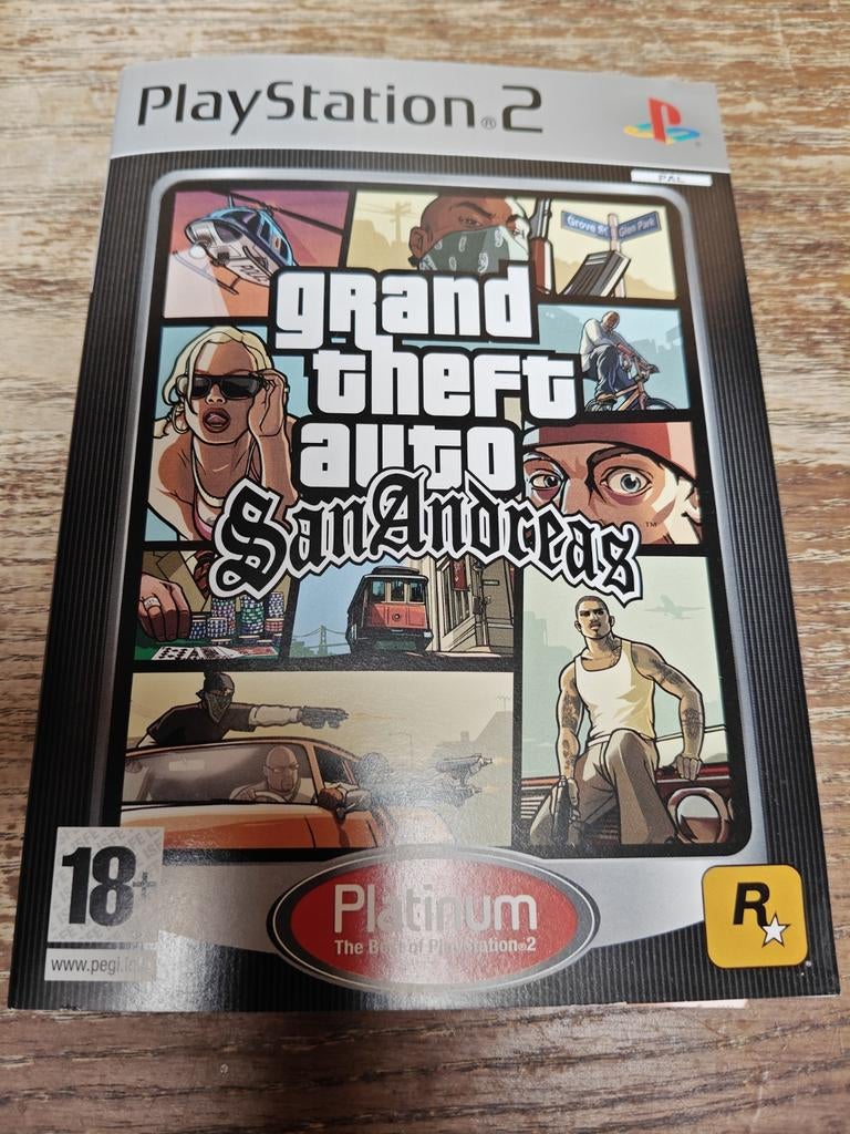 PS2 Grand Theft Auto : San Andreas Platinum (livrets uniquem, 2 joueurs, À partir de 18 ans, Comme neuf, Course et Pilotage