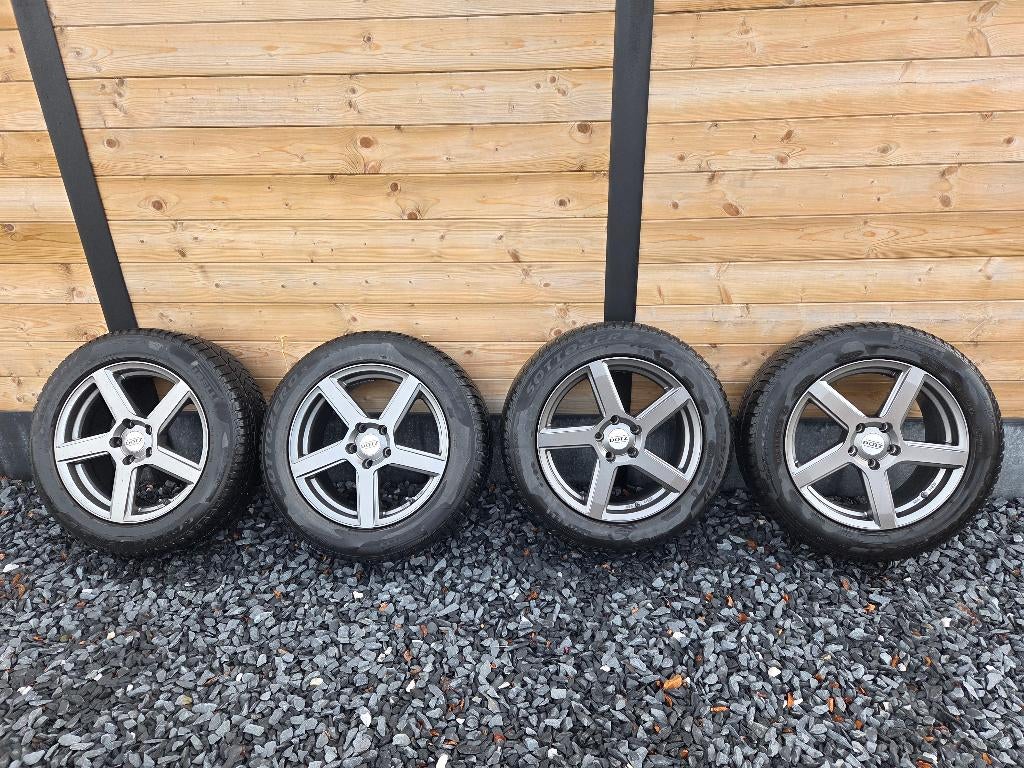 Set 4x 17 inch DOTZ velgen met Pirelli Winterbanden 225/55, Pneus hiver, Véhicule de tourisme, 17 pouces, Enlèvement