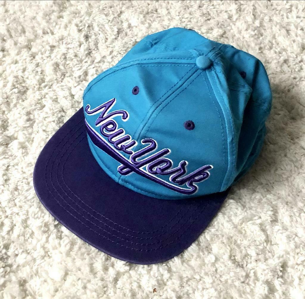 Casquette homme femme bleu mauve New York plat, Porté, New Yorker, Casquette