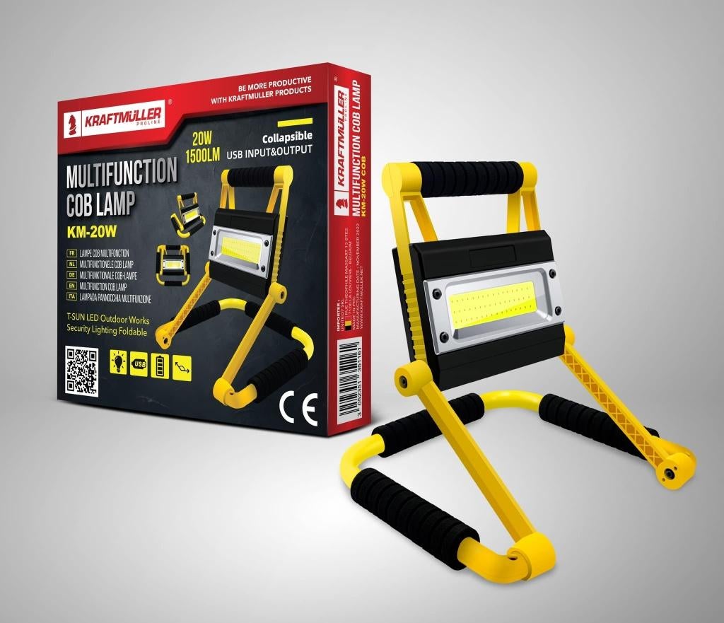 Projecteur de chantier jaune led 20 w KraftMüller, Doe-het-zelf en Bouw, Bouwverlichting, Nieuw, Lamp, Ophalen