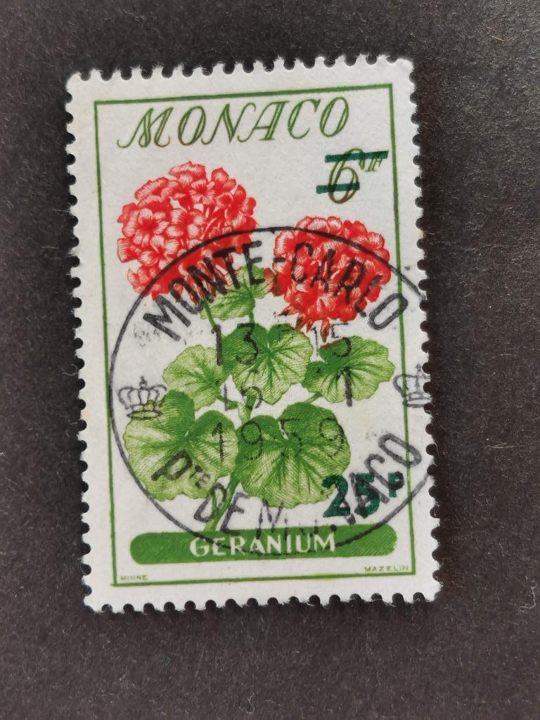 Monaco 1959 - bloemen - geranium, Ophalen of Verzenden, Monaco, Gestempeld