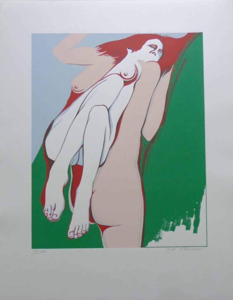 CYR FRIMOUT / NAAKTE FIGURATIE / KLEURZEEFDRUK / 65x51cm, Ophalen of Verzenden