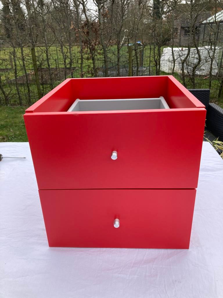 Insert Kallax avec tiroirs rouge, Enlèvement, Utilisé, Bois