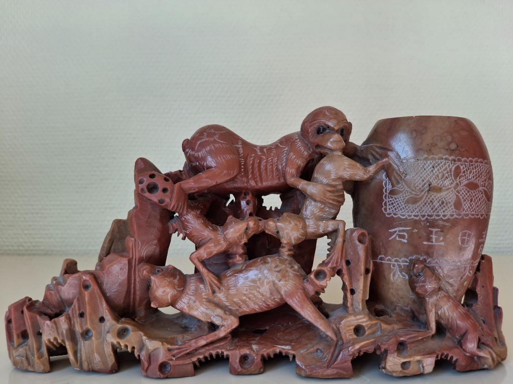 Vintage Chinees sculptuur in speksteen, Antiek en Kunst, Ophalen of Verzenden