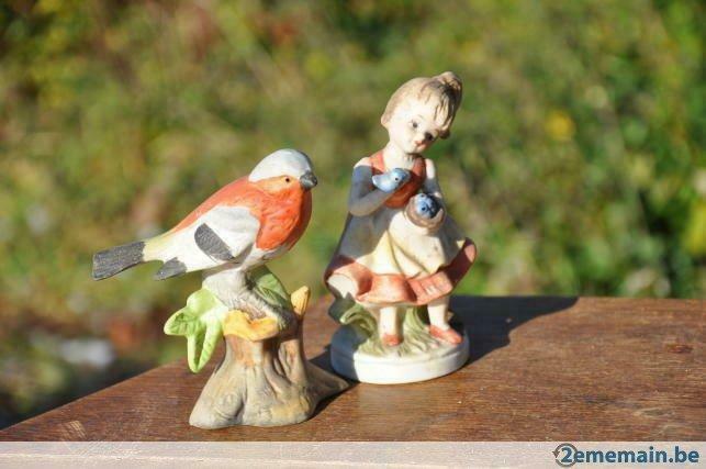 2 statuettes fillette et oiseau sur branche, Enlèvement ou Envoi