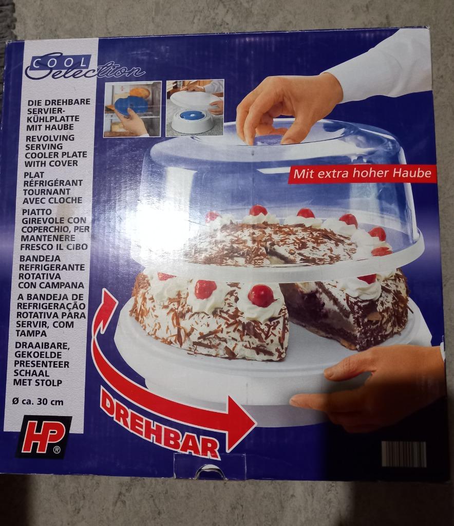Plat réfrigérant tournant avec cloche pour gâteau, Enlèvement, Neuf, Blanc, Boîte