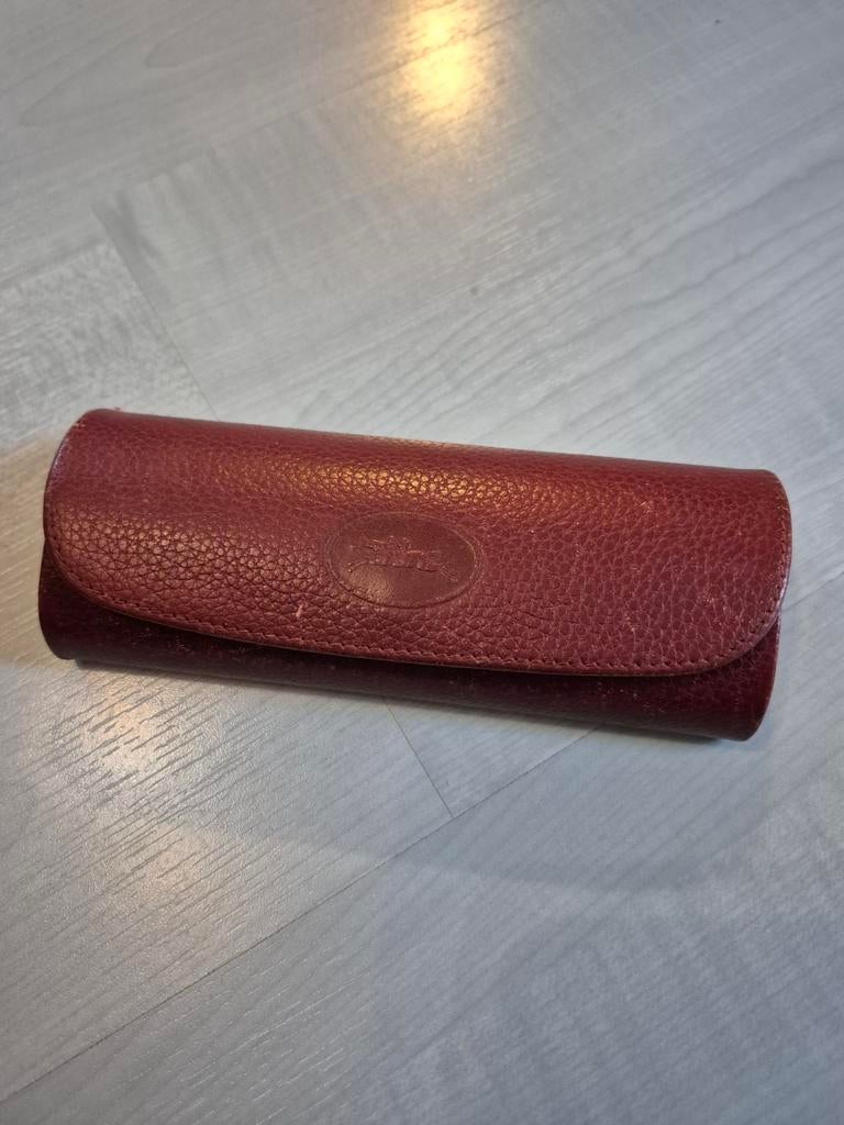Brillen etui Longchamp bordeaux rood, Gebruikt, Rood, Met knipsluiting, Ophalen