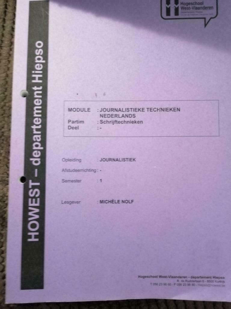 cursus JOURNALISTIEKE TECHNIEKEN NEDERLANDS, Ophalen of Verzenden, Zo goed als nieuw, Hogeschool