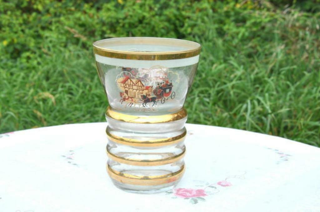 §vase art deco verre rehaut doré diligence, Antiquités & Art, Enlèvement ou Envoi