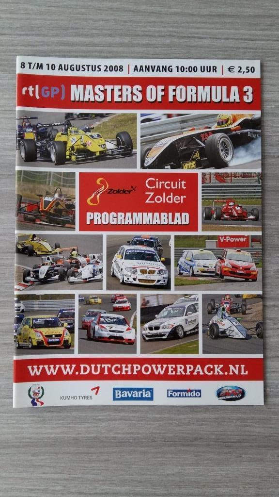 Masters of Formula 3 2008 Circuit Zolder - Official Programm, Ophalen of Verzenden, Zo goed als nieuw, Overige merken