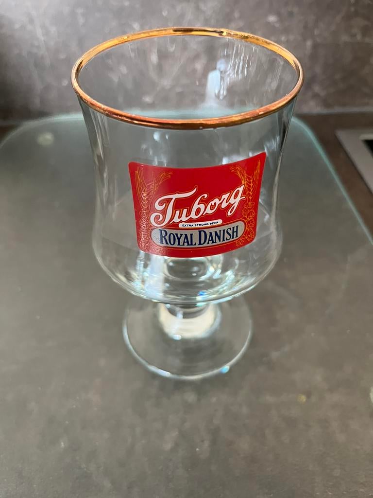 Excentriek glas tuborg royal danish perfecte staat 2, Ophalen of Verzenden, Zo goed als nieuw