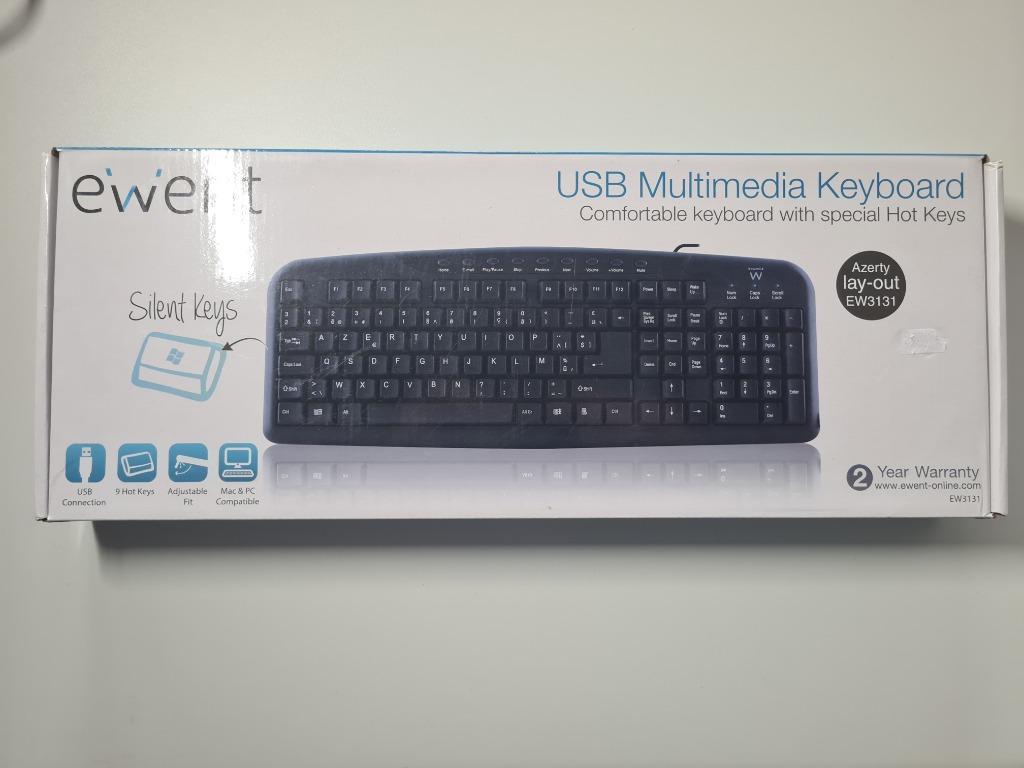 Keyboard Toetsenbord Stil AZERTY - EWENT Silent keys, Ophalen of Verzenden, Bedraad, Nieuw, Azerty