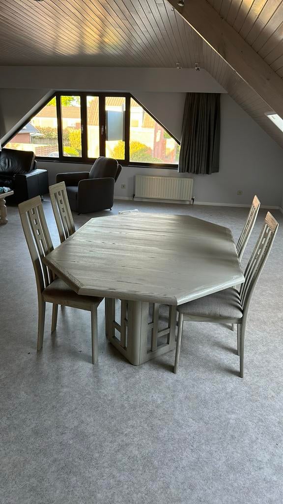 Tafel met 6 stoelen (volle eik), Antiek en Kunst, Ophalen
