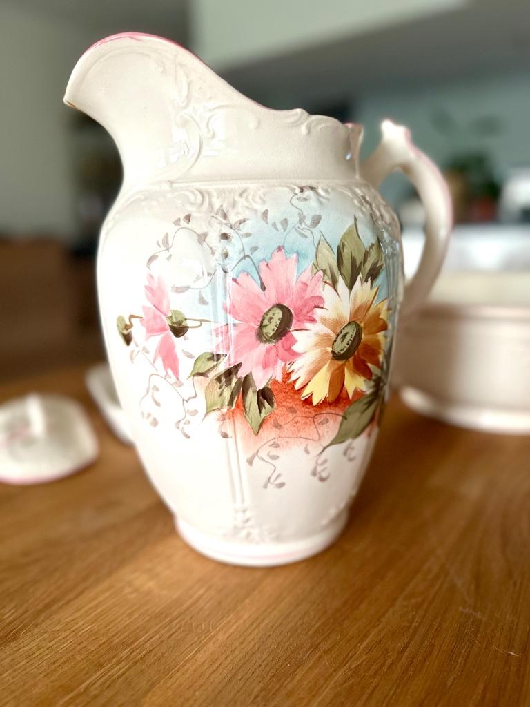Vintage BONN toiletset met bloemenmotief (met stempel), Antiek en Kunst, Antiek | Keramiek en Aardewerk, Ophalen of Verzenden