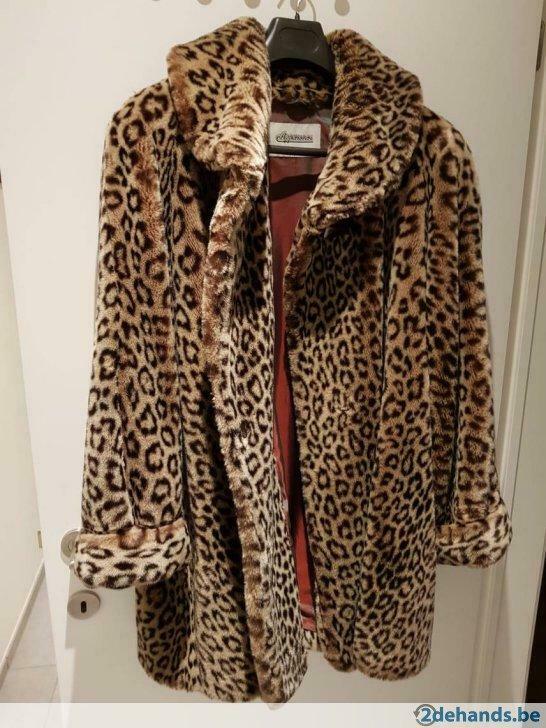 Jas met dierenprint maat 46, Kleding | Dames, Jassen | Winter, Ophalen, Gedragen, Maat 46/48 (XL) of groter, Zwart