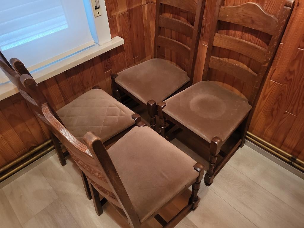 Stoelen (hout), Brun, Enlèvement, Utilisé, Tissus