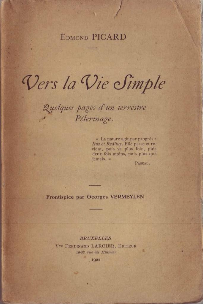 Edmond Picard, Vers la Vie Simple, Gelezen, België, Edmond Picard, Ophalen of Verzenden