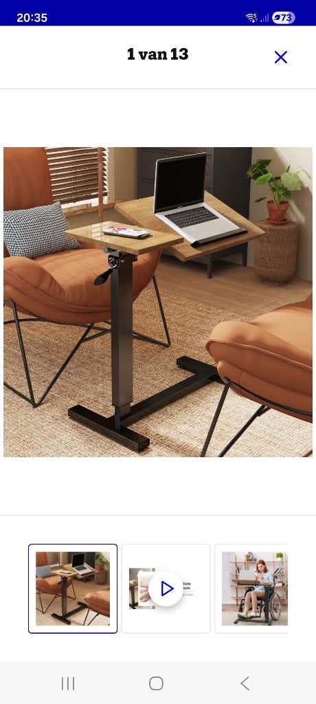 Laptoptafel met wieltjes, Computers en Software, Laptoptafels, Ophalen, Nieuw, In hoogte verstelbaar