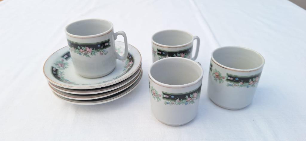 Service vintage tasses à café années 70-80, Huis en Inrichting, Keuken | Servies, Gebruikt, Kop(pen) en/of Schotel(s), Porselein