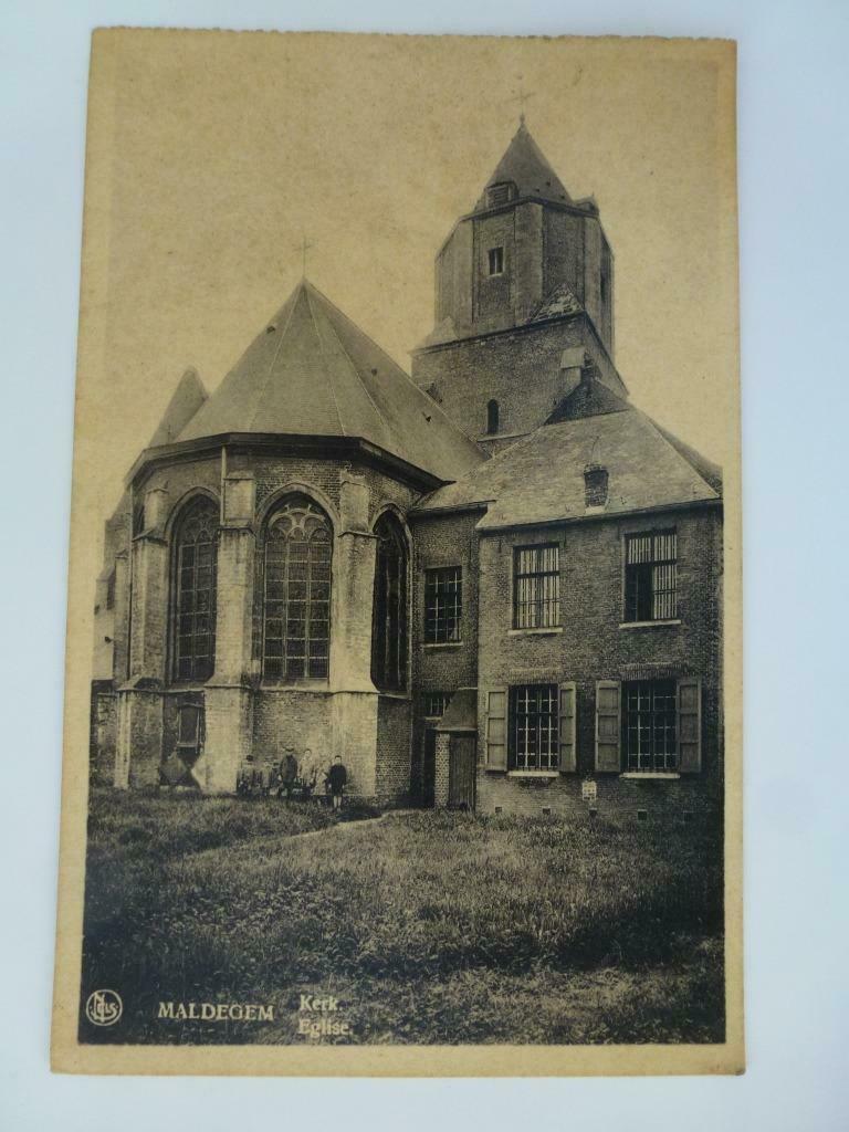 oude prentkaart Maldegem Kerk, Verzamelen, Verzenden, Gelopen, Oost-Vlaanderen