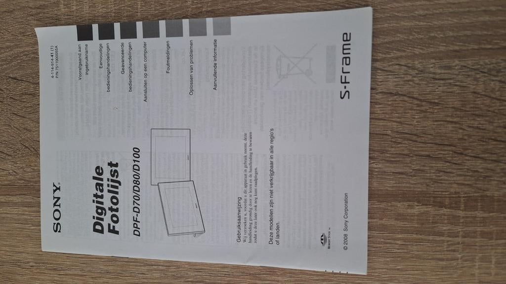 Digitale fotolijst Sony, Ophalen, Zo goed als nieuw, Afstandsbediening