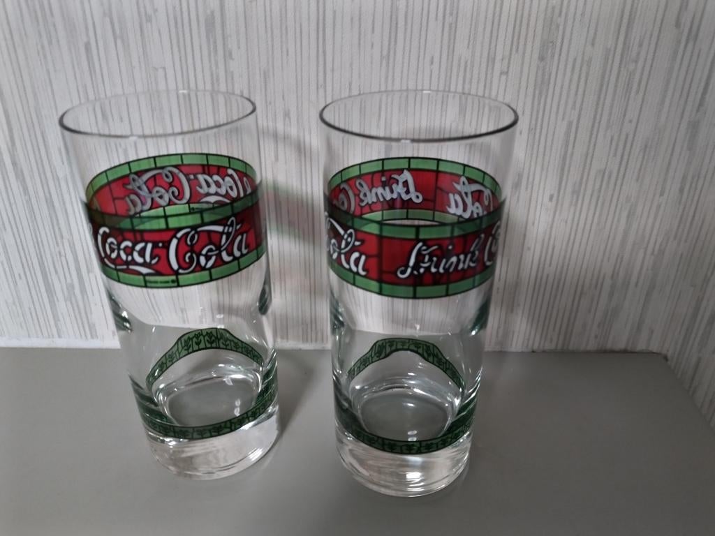 2 + 3 oude cola glazen , setprijs 10 euro, Verzamelen, Glas en Drinkglazen, Ophalen