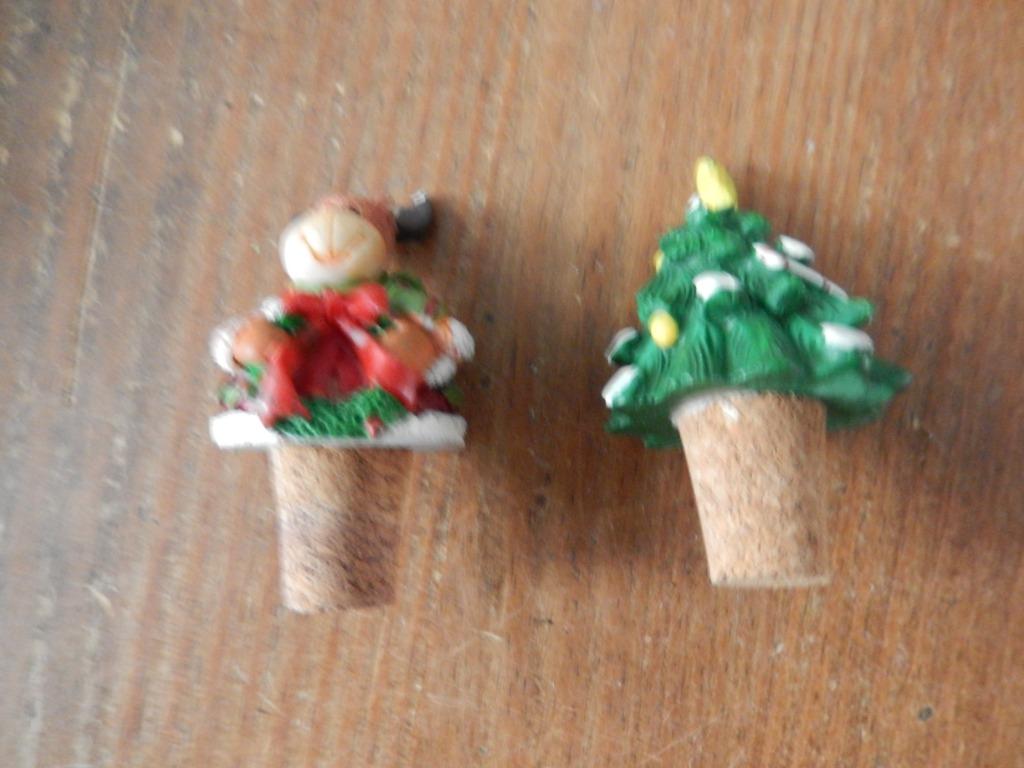 2 kerst wijnkurken en jasje voor de fles (zgan), Ophalen, Zo goed als nieuw