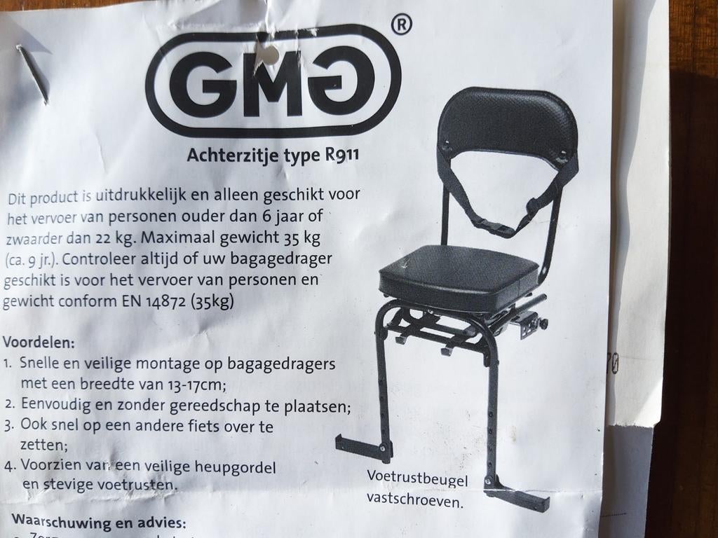 ACHTERZITJE VOOR KINDEREN +6 jaar en  maximaal 9 jaar., Fietsen en Brommers, Fietsaccessoires | Fietsstoeltjes, Ophalen, Zo goed als nieuw