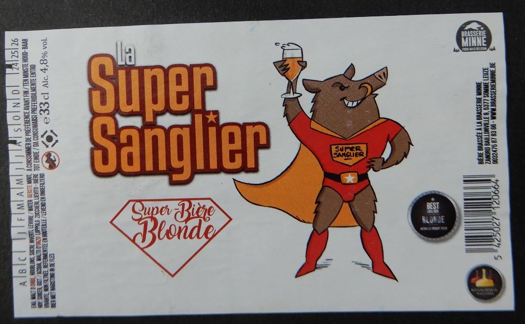 Etiquette de bière La Super Sanglier brasserie Minne (7v4), Enlèvement ou Envoi, Utilisé
