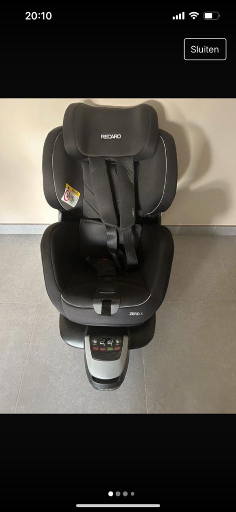 Autostoel zero 1 i-size Recaro black isofix, Verstelbare rugleuning, 0 t/m 18 kg, Zo goed als nieuw, Isofix