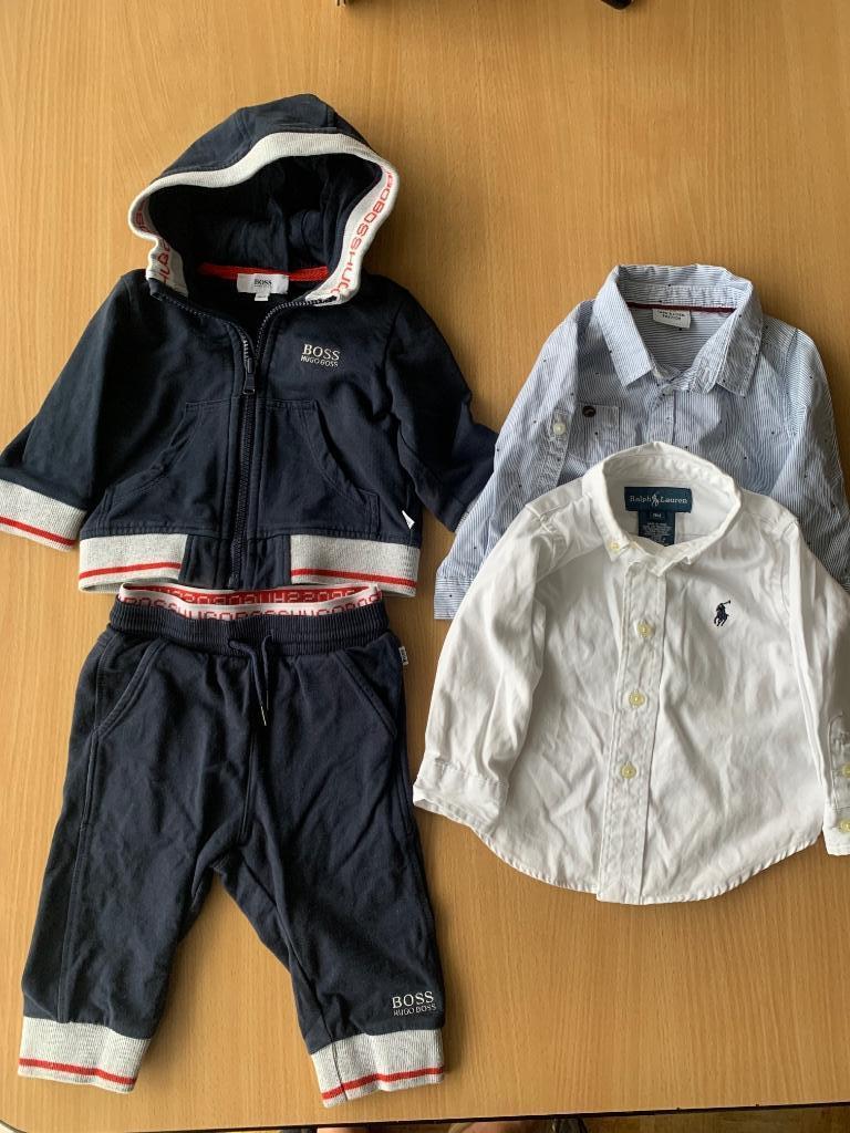 Ensemble BOSS 9m (71) coton et chemise Ralph Lauren 9m, Enfants & Bébés, Garçon, Enlèvement ou Envoi, Pull ou Veste, Comme neuf