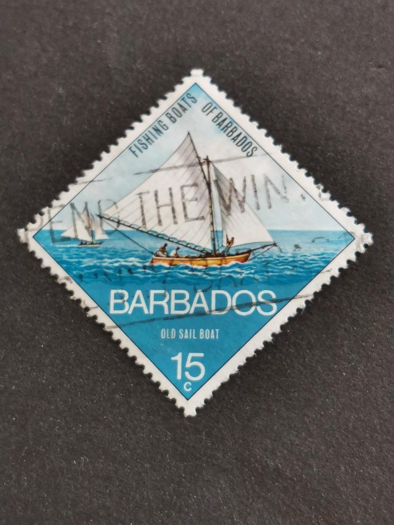 Barbados 1974 - vissersboot - zeilboot, Ophalen of Verzenden, Gestempeld, Midden-Amerika