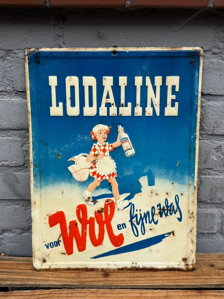 LODALINE oud reclamebord, Ophalen of Verzenden, Gebruikt, Reclamebord