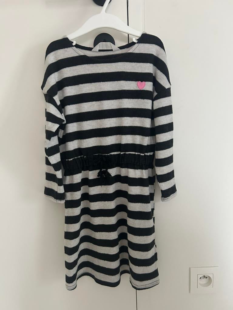 Zwart wit gestreept kleedje - H&M - 5/6 jaar, Enlèvement ou Envoi, Utilisé, Fille, Robe ou Jupe