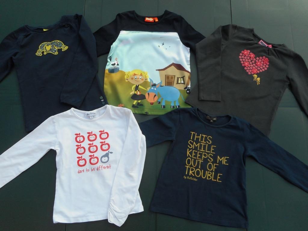 Pakket met 5 T-shirts lange mouwen voor meisje maat 110-116, Gebruikt, Meisje, JBC, Ophalen of Verzenden