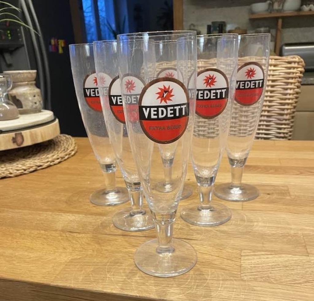 Lot de 6 verres VEDETT, Enlèvement ou Envoi, Comme neuf, Verre à bière