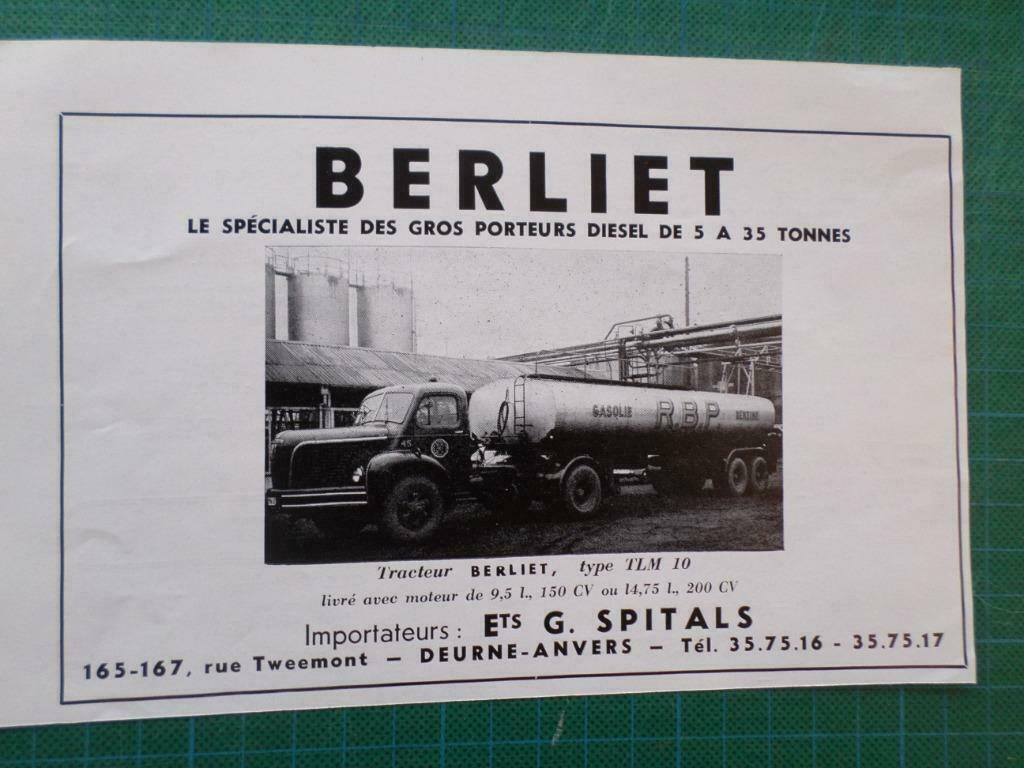 Berliet - publicité papier - 1956, Enlèvement ou Envoi, Utilisé, Autres types