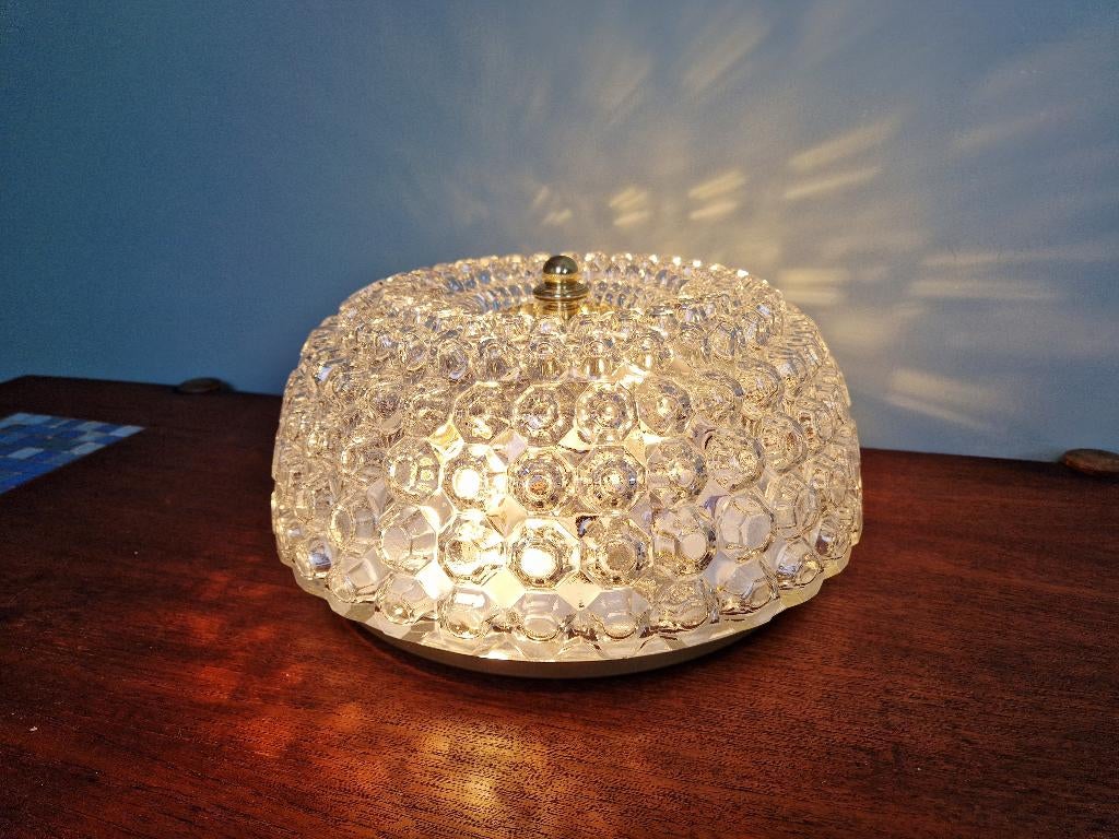Grote plafondlamp in honingraatglas, Limburg, 1970, Antiek en Kunst, Ophalen of Verzenden