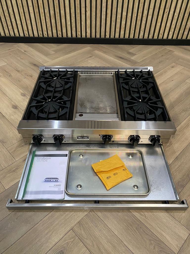 Luxe Viking Kookplaat 91CM + Grillplaat, Elektronische apparatuur, Fornuizen, 60 cm of meer, 4 kookzones, Warmhoudplaat, Energieklasse A of zuiniger