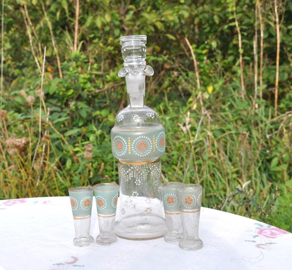 carafe ancienne avec 4 verres, Ophalen of Verzenden