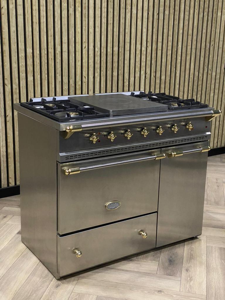 Luxe Lacanche Fornuis Gas 100cm + Coup de Feu + Warmhoudkast, Zo goed als nieuw, Grill, Elektrisch