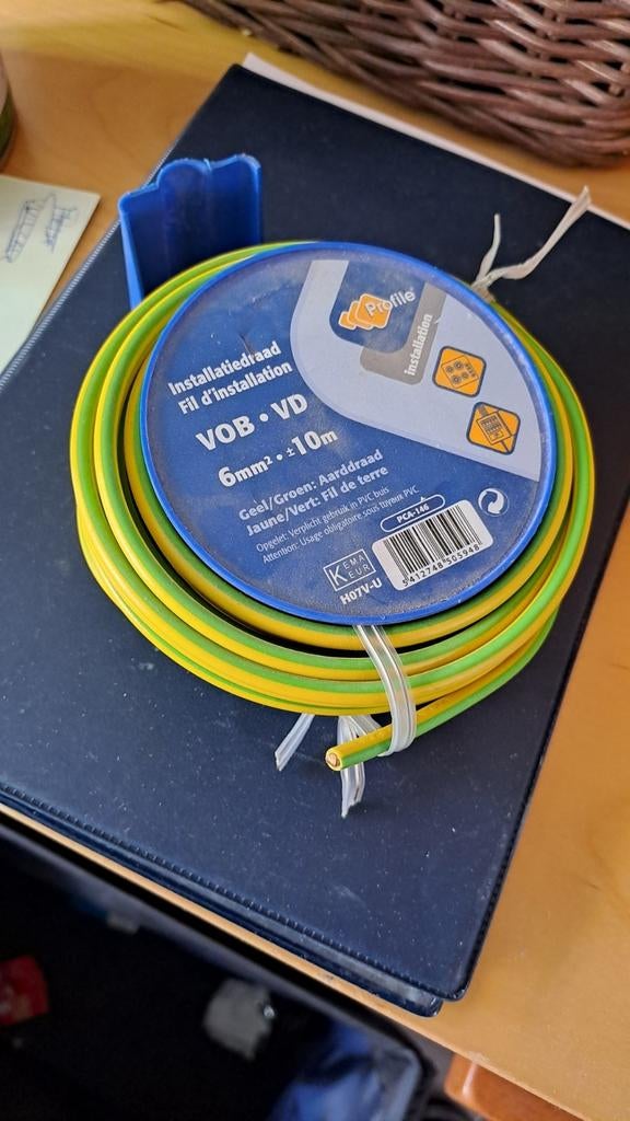 VOB 6mm geel/groen aarddraad, Ophalen, Zo goed als nieuw, Kabel of Snoer
