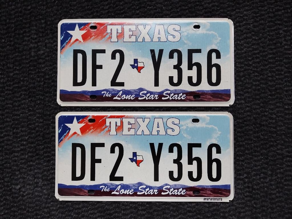 Set nummerplaten van Texas (Voor en Achter plaat) uit 2009, Ophalen of Verzenden, Zo goed als nieuw, Auto's