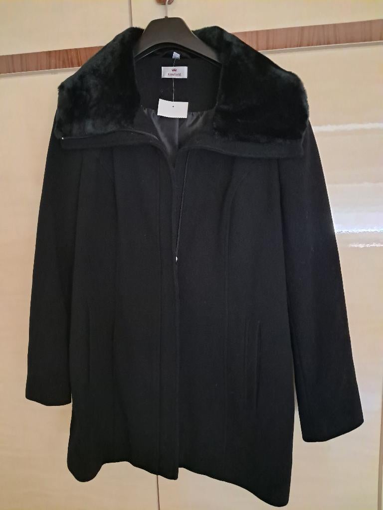 Wintermantel zwart in wol, Kleding | Dames, Zwart, Maat 42/44 (L), Nieuw, Ophalen of Verzenden