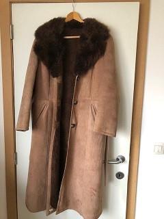Manteau long vintage en peau de mouton véritable pour femme, ANDERE, Taille 38/40 (M), Comme neuf, Brun
