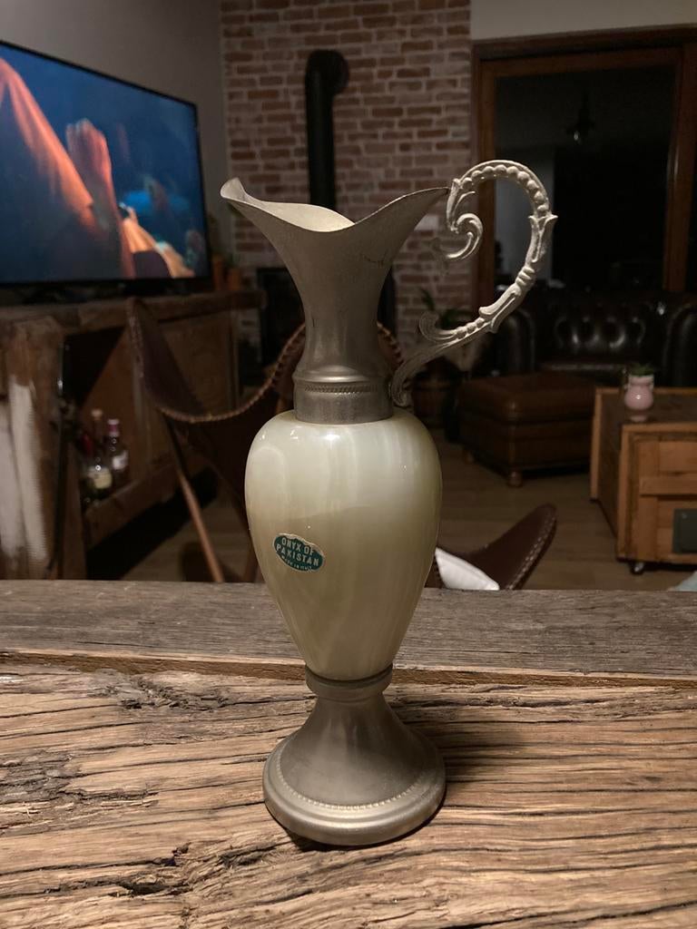 Vase vintage en onyx du Pakistan - Fabriqué en Italie, Enlèvement ou Envoi